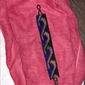 NEW Beaded wave surf purple silver black bracelet